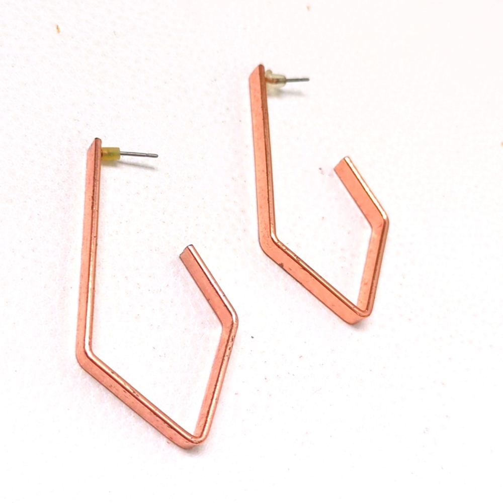 Rose Gold Chrome Geometric Hoop Fashion Earrings